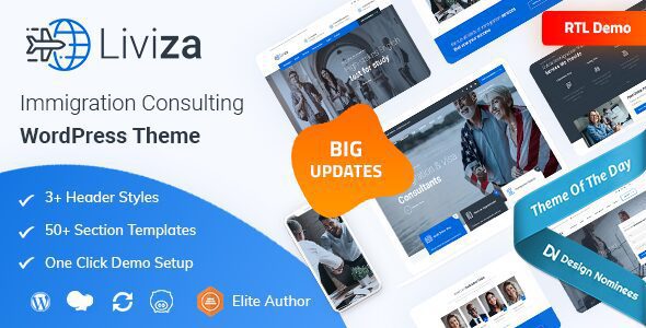 Liviza 3.8 – 移民咨询 WordPress 主题 + RTL