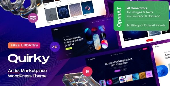 NFT、代币和艺术家市场 WordPress 主题 – Quirky 1.23.0