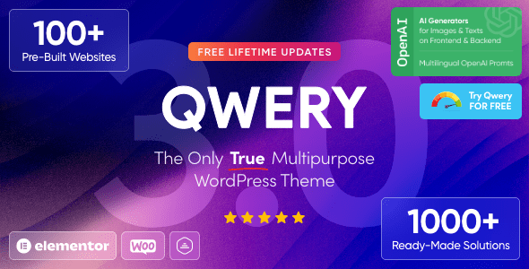 Qwery 3.6.0 – 多用途商务 WordPress 和 WooCommerce 主题 + ChatGPT