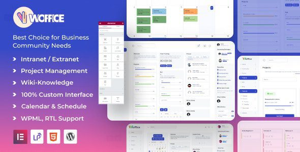 内联网、外联网和项目管理 WordPress 主题 – Woffice 5.4.29